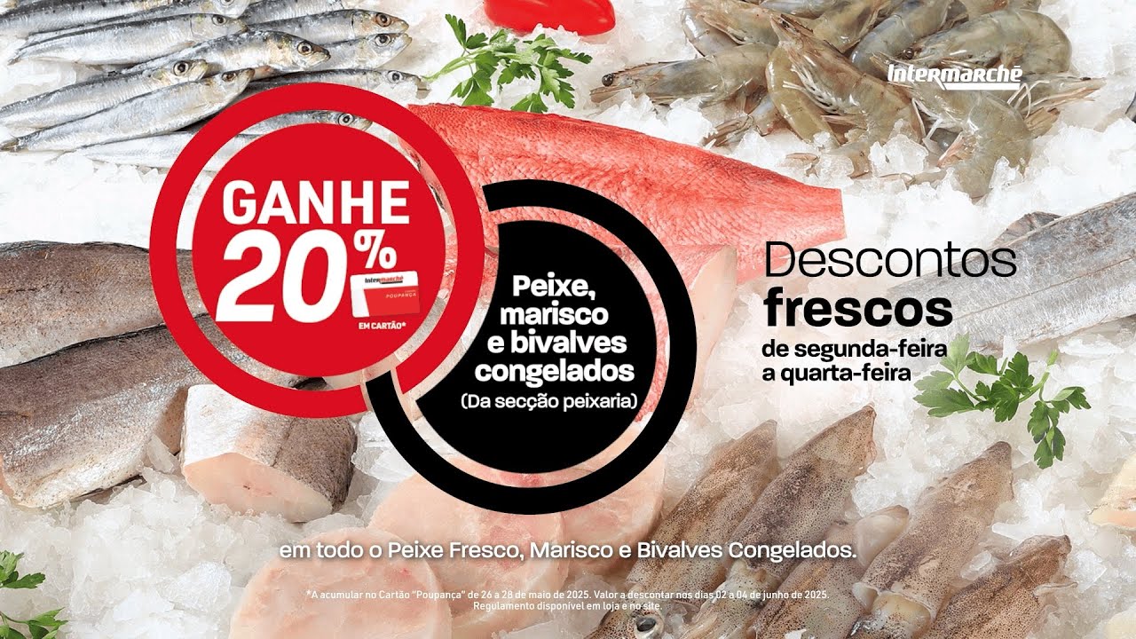 Intermarché – Ganha 20% em cartão em todo o Peixe, Marisco e Bivalves Congelados. Só até q... 11 *