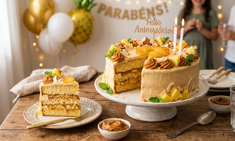 Bolo de Abacaxi com Doce de Leite para Aniversário: Aprenda a Receita Definitiva e Incrível